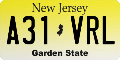 NJ license plate A31VRL