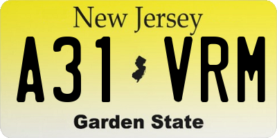 NJ license plate A31VRM