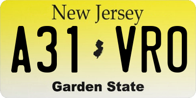 NJ license plate A31VRO