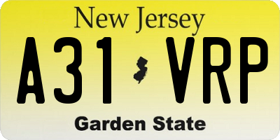 NJ license plate A31VRP