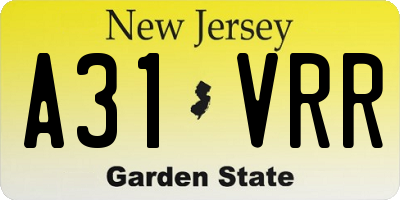 NJ license plate A31VRR