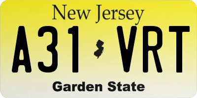 NJ license plate A31VRT
