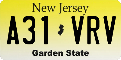NJ license plate A31VRV