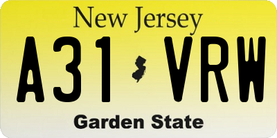 NJ license plate A31VRW