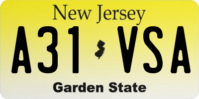 NJ license plate A31VSA
