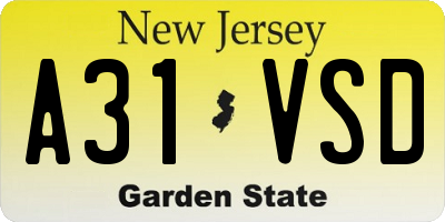 NJ license plate A31VSD