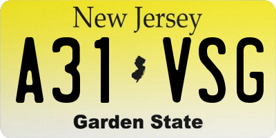NJ license plate A31VSG