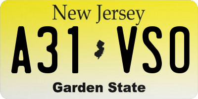 NJ license plate A31VSO