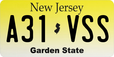 NJ license plate A31VSS