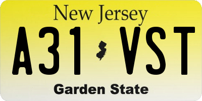 NJ license plate A31VST