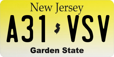 NJ license plate A31VSV