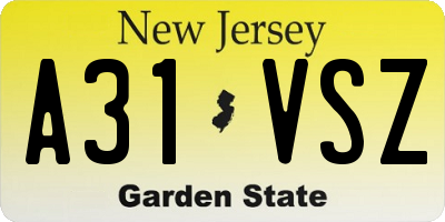NJ license plate A31VSZ