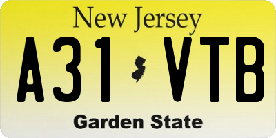 NJ license plate A31VTB