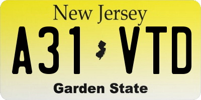 NJ license plate A31VTD