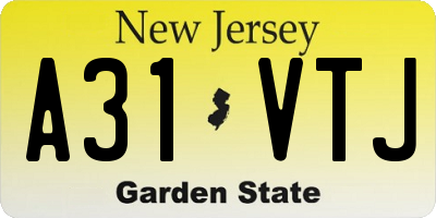 NJ license plate A31VTJ