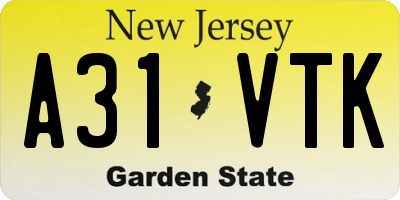 NJ license plate A31VTK