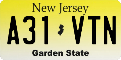 NJ license plate A31VTN
