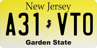 NJ license plate A31VTO