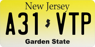 NJ license plate A31VTP