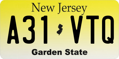 NJ license plate A31VTQ