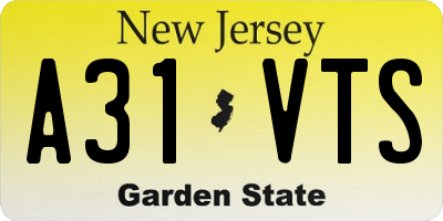 NJ license plate A31VTS
