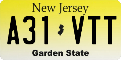 NJ license plate A31VTT