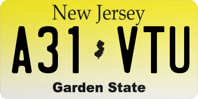 NJ license plate A31VTU