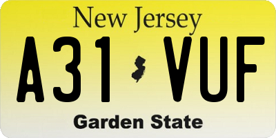 NJ license plate A31VUF
