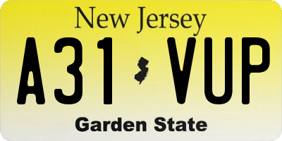 NJ license plate A31VUP