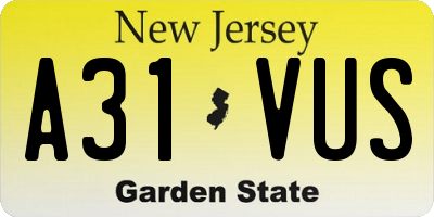 NJ license plate A31VUS