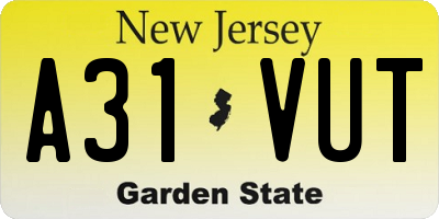 NJ license plate A31VUT