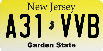 NJ license plate A31VVB