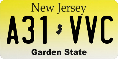 NJ license plate A31VVC