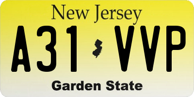 NJ license plate A31VVP