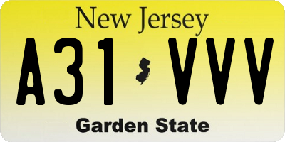 NJ license plate A31VVV