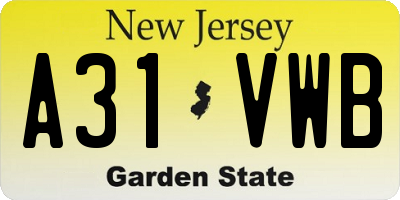 NJ license plate A31VWB