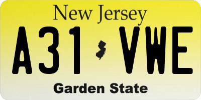 NJ license plate A31VWE