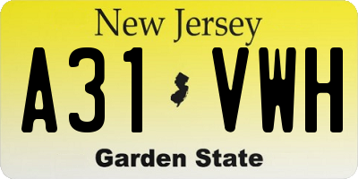 NJ license plate A31VWH