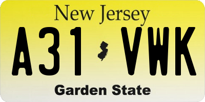 NJ license plate A31VWK