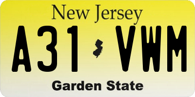 NJ license plate A31VWM