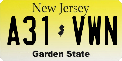 NJ license plate A31VWN