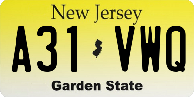 NJ license plate A31VWQ