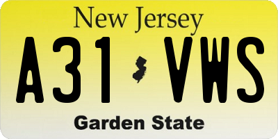 NJ license plate A31VWS