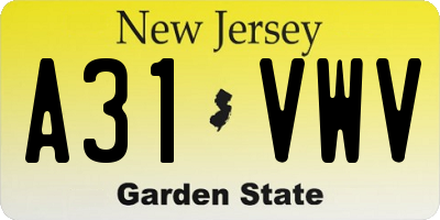 NJ license plate A31VWV