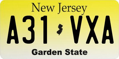 NJ license plate A31VXA