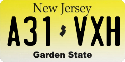 NJ license plate A31VXH