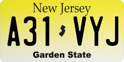 NJ license plate A31VYJ