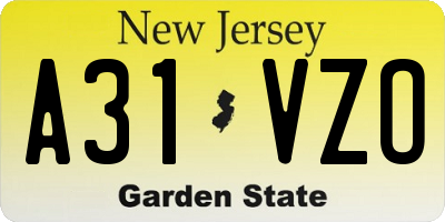 NJ license plate A31VZO
