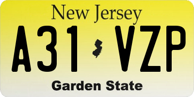NJ license plate A31VZP
