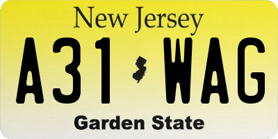 NJ license plate A31WAG